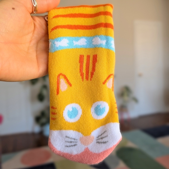 Playful Cat & Dalmatian Novelty Socks - Yellow & White - Picture 5 of 7